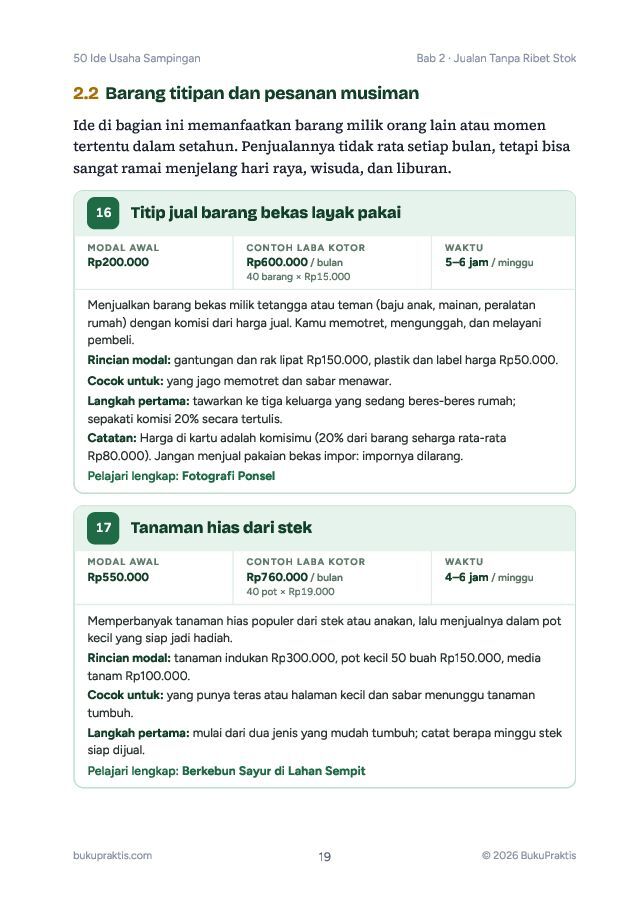 Contoh halaman 50 Ide Usaha Sampingan Modal di Bawah 1 Juta