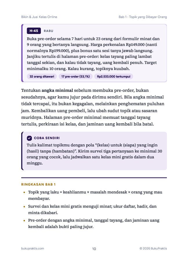 Contoh halaman Bikin & Jual Kelas Online