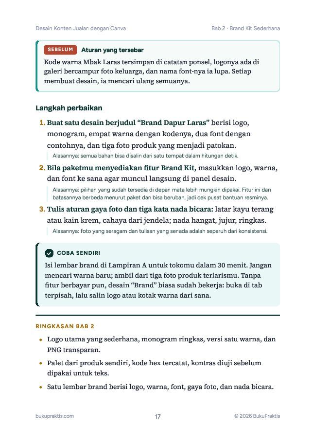 Contoh halaman Desain Konten Jualan dengan Canva