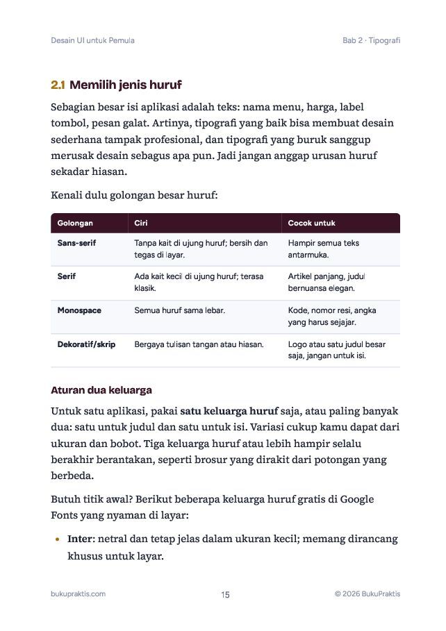 Contoh halaman Desain UI untuk Pemula