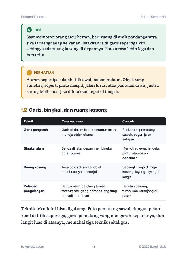 Contoh halaman Fotografi Ponsel