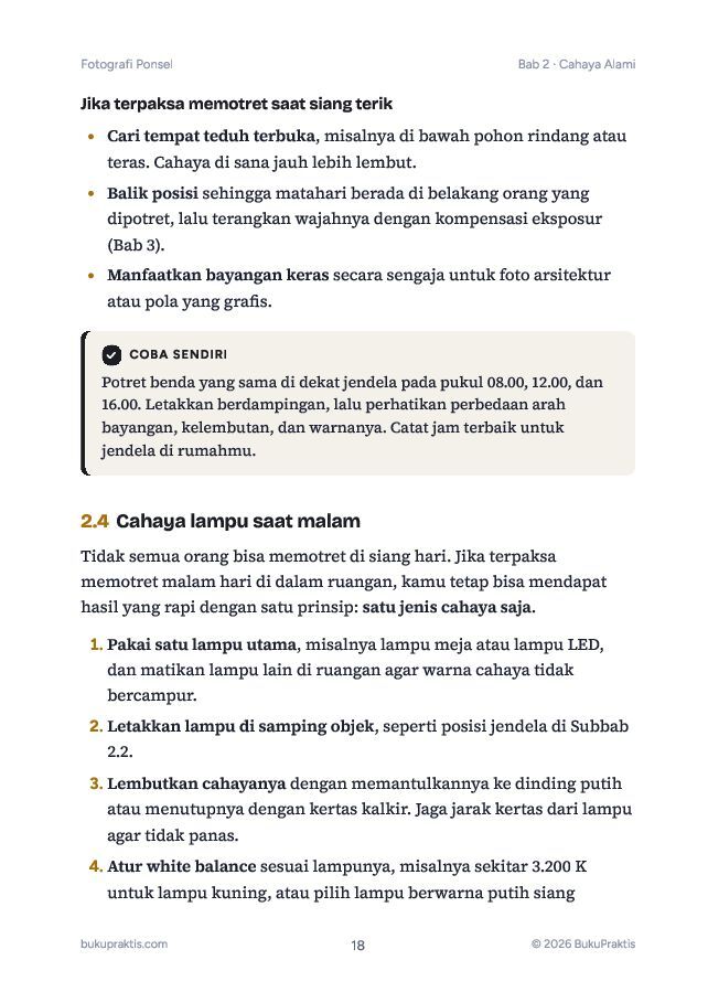 Contoh halaman Fotografi Ponsel