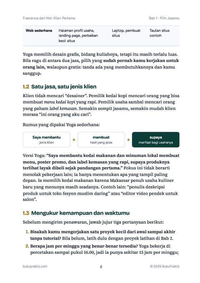 Contoh halaman Freelance dari Nol: Klien Pertama
