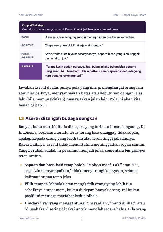 Contoh halaman Komunikasi Asertif: Bilang Tidak Tanpa Drama