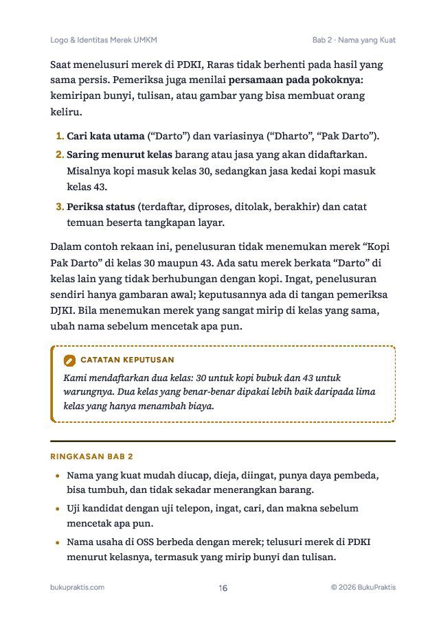 Contoh halaman Logo & Identitas Merek UMKM