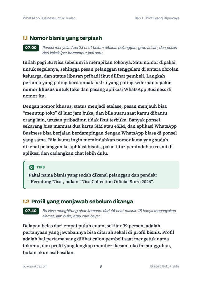 Contoh halaman WhatsApp Business untuk Jualan